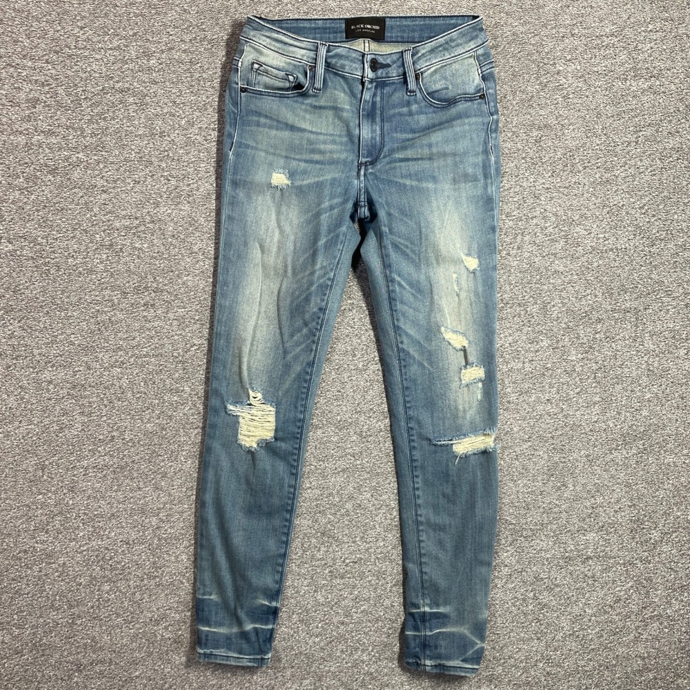 Black Orchid Jude Crop Skinny Jeans True Grit Distressed Denim Size 25